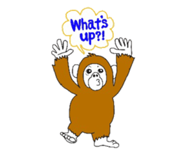 A mischievous Orangutan with his friends sticker #12085872