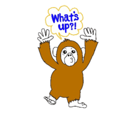 A mischievous Orangutan with his friends sticker #12085872