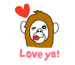 A mischievous Orangutan with his friends sticker #12085884