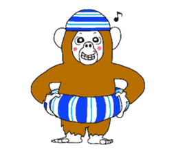 A mischievous Orangutan with his friends sticker #12085900