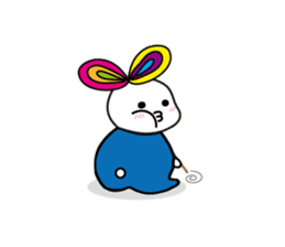 White Denim Rabbit 100% with rainbow ear sticker #12090244