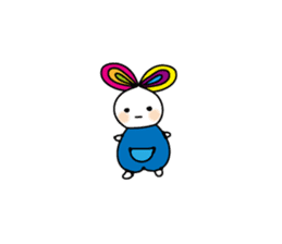 White Denim Rabbit 100% with rainbow ear sticker #12090252