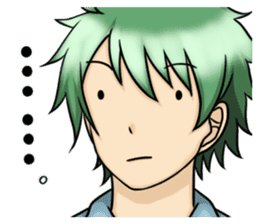 Green hair boy in life sticker #12102100