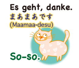 Cat speaks German ,Japanese and English sticker #12107212