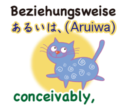 Cat speaks German ,Japanese and English sticker #12107235