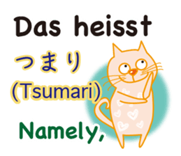 Cat speaks German ,Japanese and English sticker #12107236