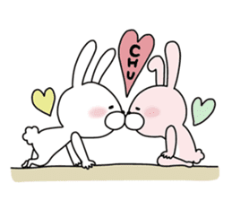 Happy to kiss! Lover rabbits. sticker #12107913