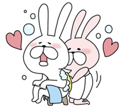 Happy to kiss! Lover rabbits. sticker #12107923