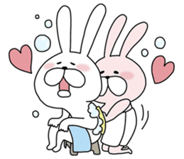 Happy to kiss! Lover rabbits. sticker #12107923