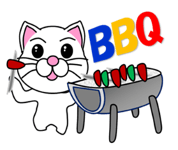 Summer of a white cat sticker #12117395