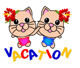 Summer of a white cat sticker #12117399