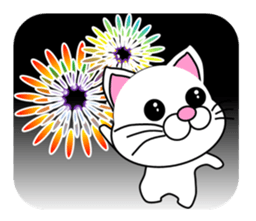 Summer of a white cat sticker #12117404