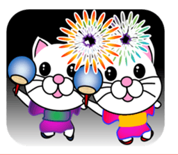 Summer of a white cat sticker #12117405