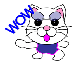 Swimming of a white cat sticker #12148493