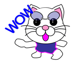 Swimming of a white cat sticker #12148493
