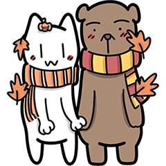 สติ๊กเกอร์ไลน์ แมวขาว & หมีช็อกโกแลต (เจ้าความรัก)