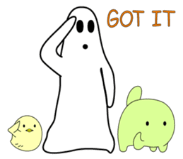 White ghost and friends sticker #12155208