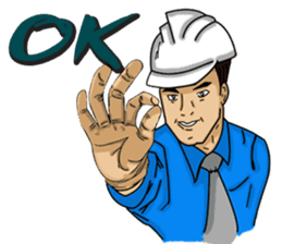 Engineer white hat (V. No background) sticker #12169213