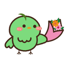 Cute green birds sticker #12170597