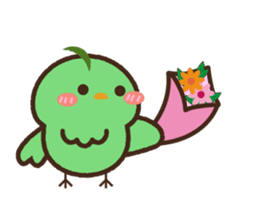 Cute green birds sticker #12170597