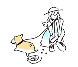 dog&woman sticker #12172687