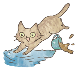 Daily life of Brown tabby Cat sticker #12178940