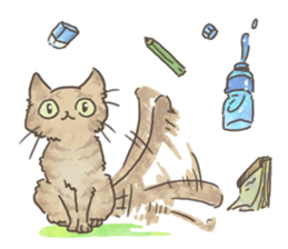 Daily life of Brown tabby Cat sticker #12178941