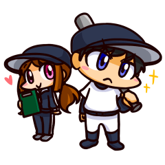 Manager with a baseball player