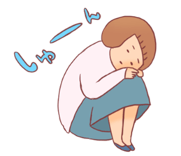 Bobbed girl (with old people) sticker #12204377