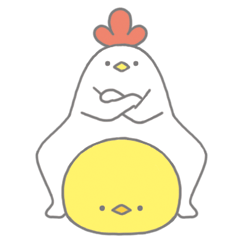 Strange chicken and chick