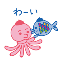 cute Blue Fish and Octopus sticker #12209407