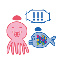cute Blue Fish and Octopus sticker #12209415