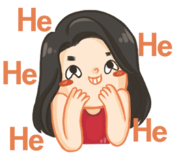 Red top girl sticker #12214066