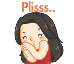 Red top girl sticker #12214070