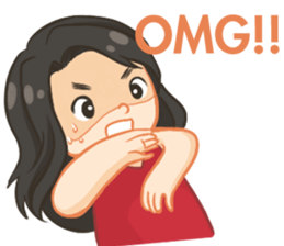 Red top girl sticker #12214092