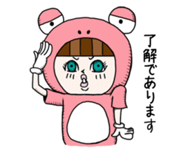 Glasses panda and pink frog sticker #12220049