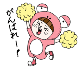 Glasses panda and pink frog sticker #12220053