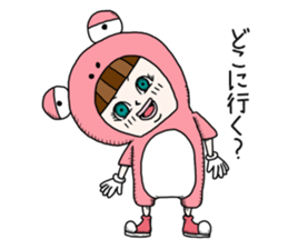 Glasses panda and pink frog sticker #12220070