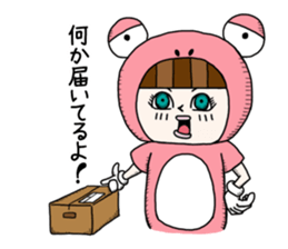 Glasses panda and pink frog sticker #12220076