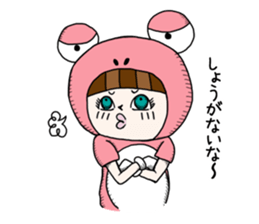 Glasses panda and pink frog sticker #12220083