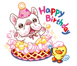 French Bulldog and Duckling sticker #12253930
