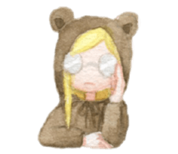 white and brown bear sticker #12277671