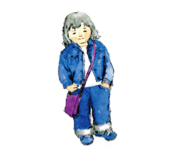 Kids drawing on post cards as stickers. sticker #12286542