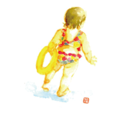 Kids drawing on post cards as stickers. sticker #12286547