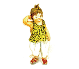 Kids drawing on post cards as stickers. sticker #12286548