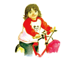 Kids drawing on post cards as stickers. sticker #12286552