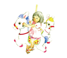 Kids drawing on post cards as stickers. sticker #12286555