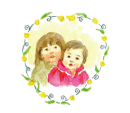 Kids drawing on post cards as stickers. sticker #12286563