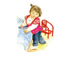 Kids drawing on post cards as stickers. sticker #12286564