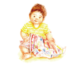 Kids drawing on post cards as stickers. sticker #12286565